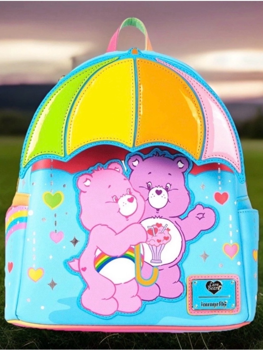 Loungefly Care Bears Mini Backpack Cheer Bear & Share Rainbow Umbrella